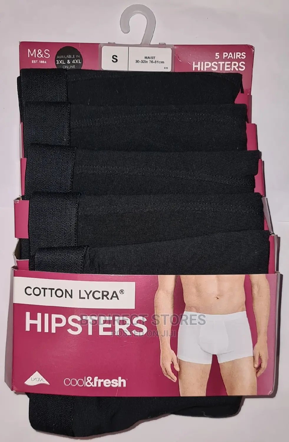 Marks and Spencer All Black 5 Pack Cool Fresh Hipsters