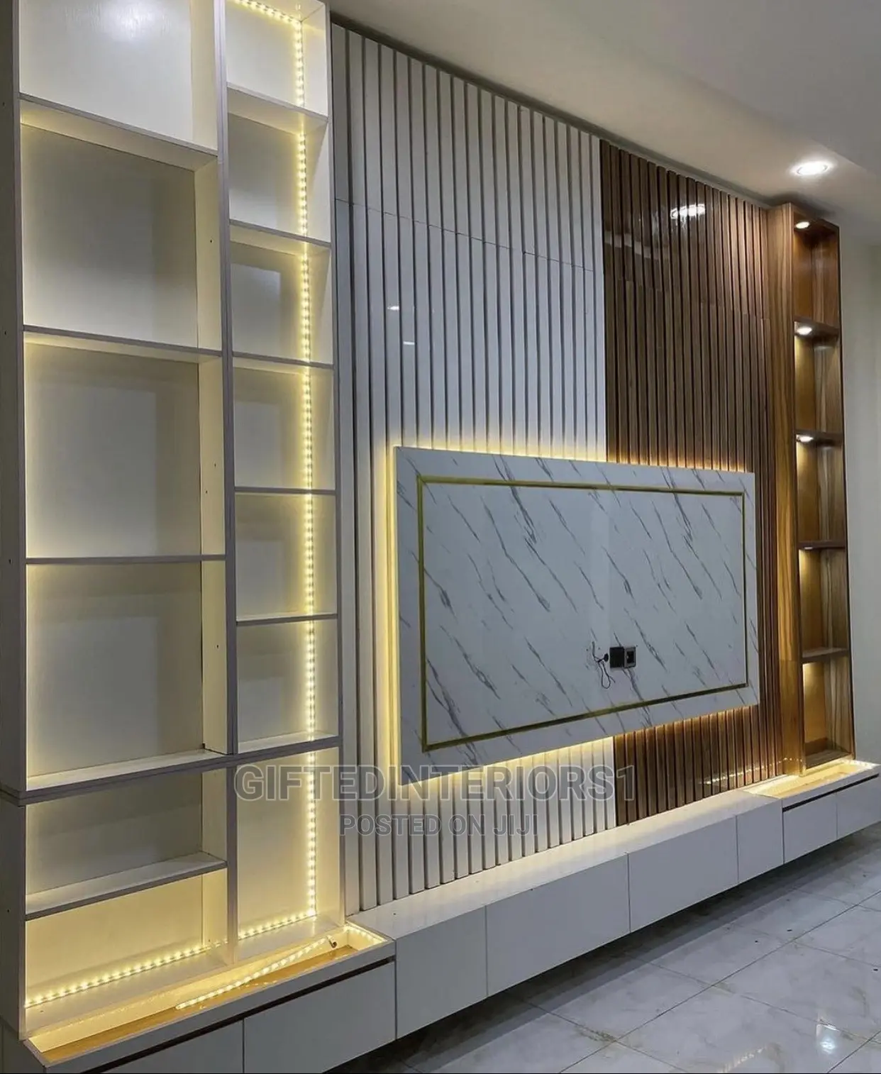 Cladding For Led Tv Tv Stand With Wall Cladding, Picturesframe Space LED Lights in Enugu ...