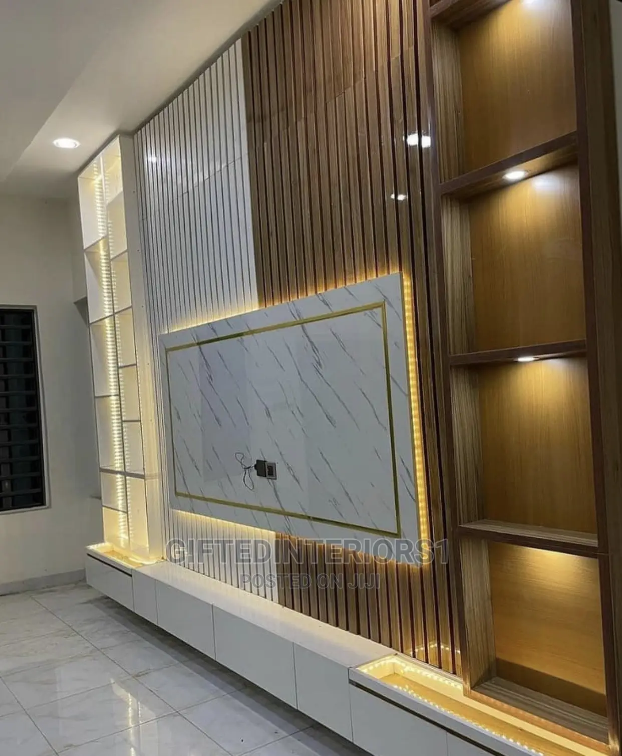 Cladding For Led Tv Tv Stand With Wall Cladding, Picturesframe Space LED Lights in Enugu ...