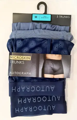 MARKS AND SPENCER Blue Mix Supersoft 3 Pack Microskin Trunks