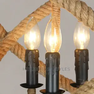 Country Industrial Wind Hemp Rope Chandelier