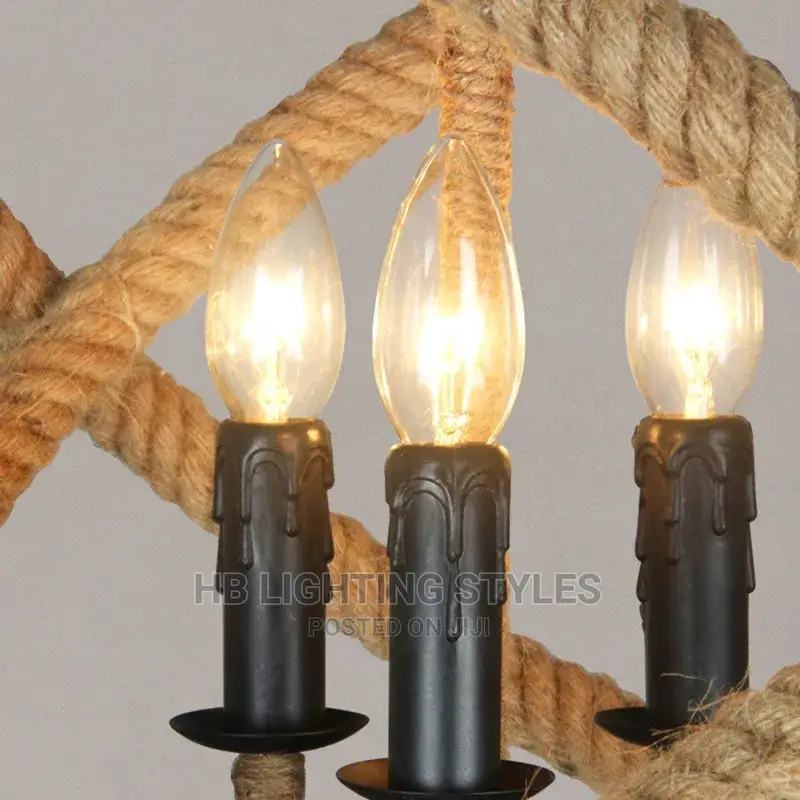 Country Industrial Wind Hemp Rope Chandelier