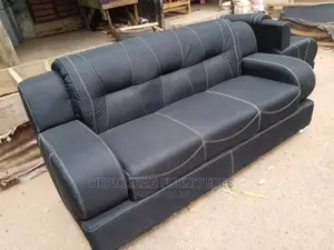 7 Seaters Black Fabric Sofa Set