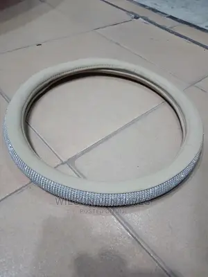 Luxury Crystal Stone Steering Wheel Cover- Cream