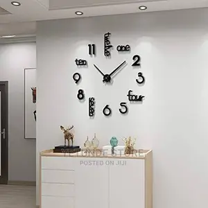 3D Diy Frameless Large Wall Clocks for Living Room