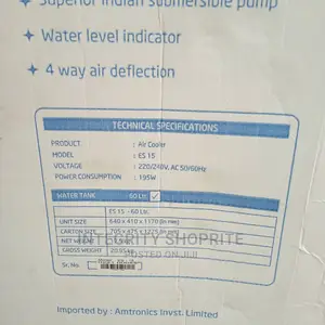 Eurosonic Air Cool 60ltr Power Consumption 195w