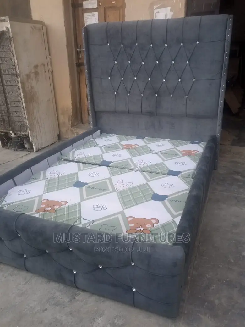 Quality High Back Rest Padded Bedframe With Bedside Drawers.