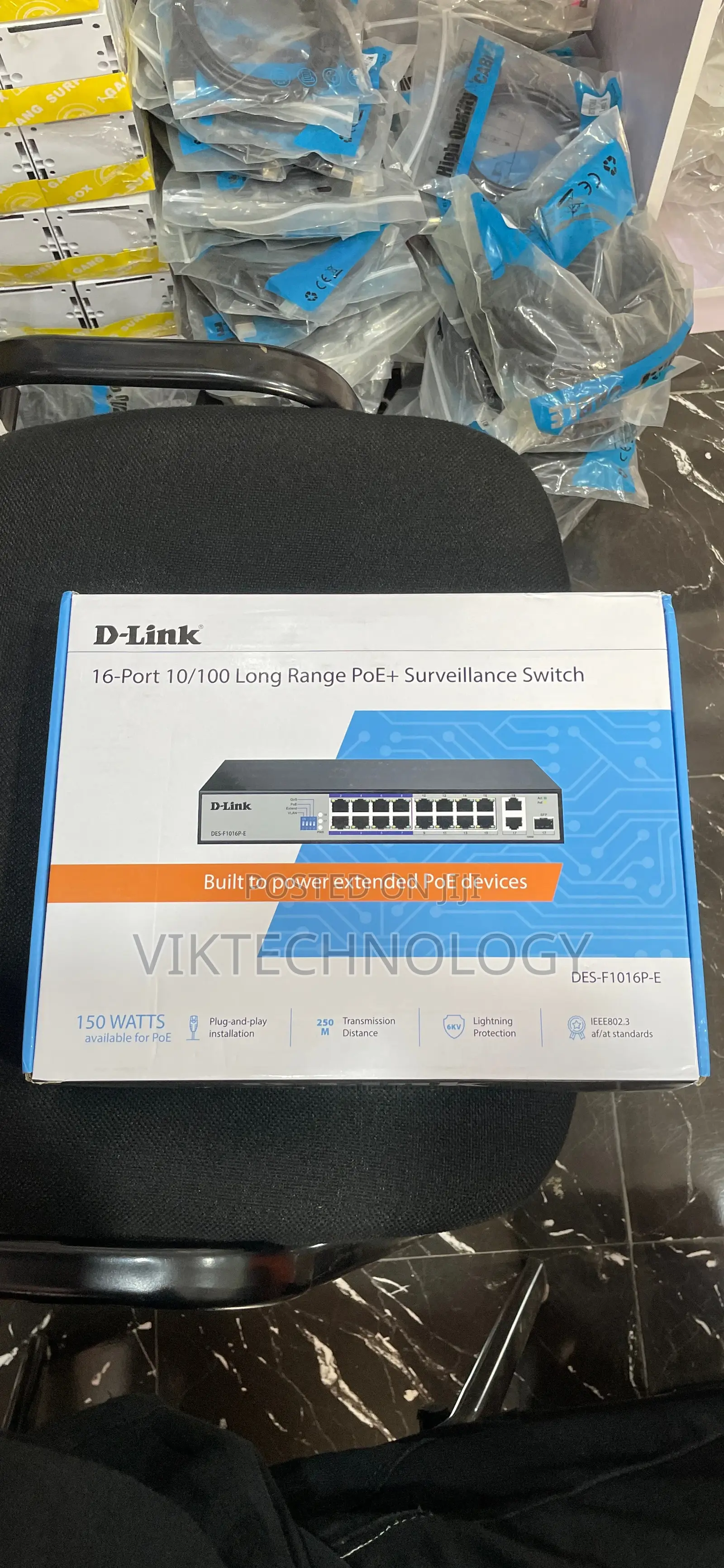 16 Port 10/100 Long Range Poe+ Surveillance Switch