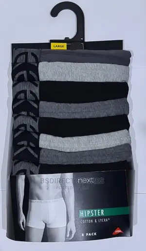 NEXT Grey/Black Hipsters Luxury Men Cotton Boxers Pack of 8