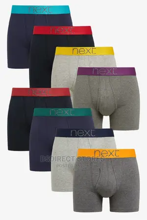 NEXT a-Front Navy/Grey Coloured Waistband Boxers Pack of 8