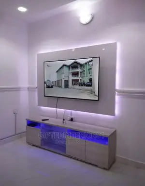 Tv Stand With Wall Panel (High Glossy)And Led Light