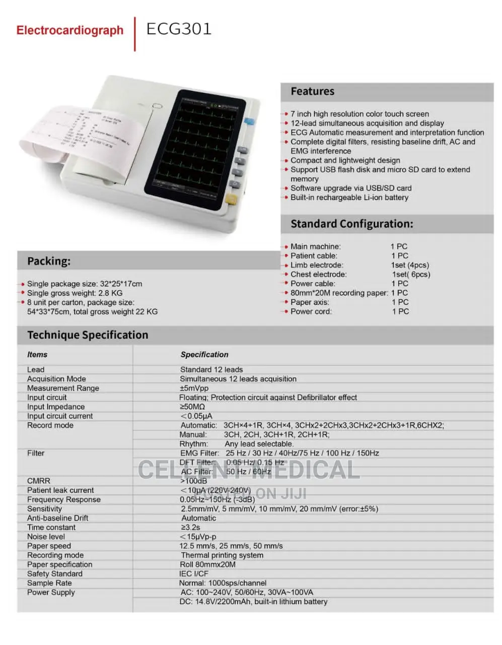 3 Channels ECG Machine