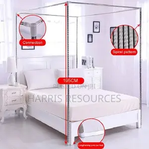 Mosquito Net Canopy Lace Luxury 4 Corner Square + 4 Poles