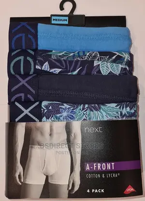 NEXT Blue Pattern a-Front Luxury Men Cotton Boxers Pack of 4