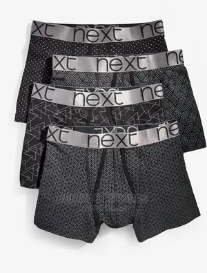 NEXT Black Pattern a-Front Luxury Cotton Boxers Pack of 4