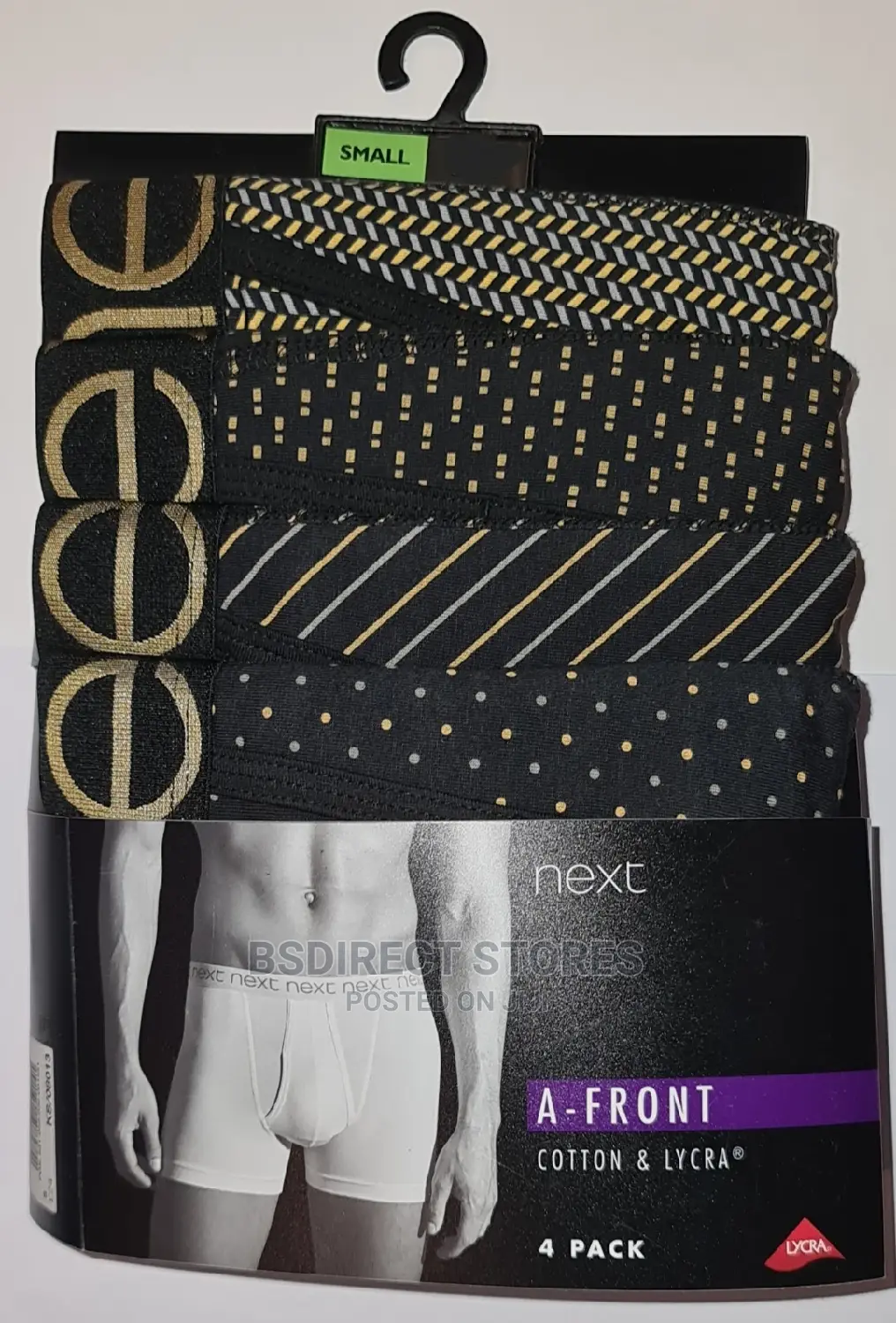 NEXT Black/Gold Pattern a-Front Luxury Men Boxers Pack of 4