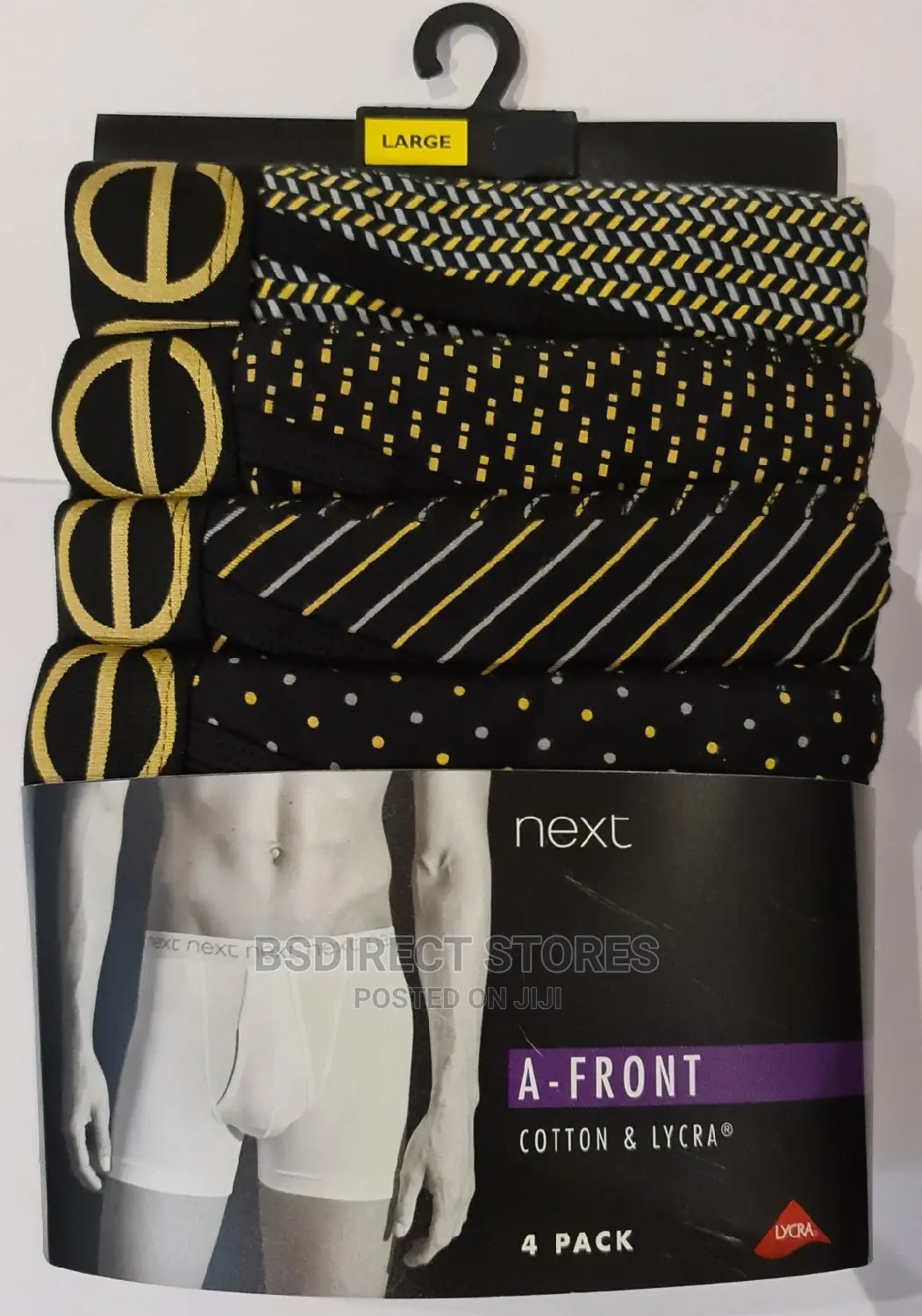 NEXT Black/Gold Pattern a-Front Luxury Men Boxers Pack of 4