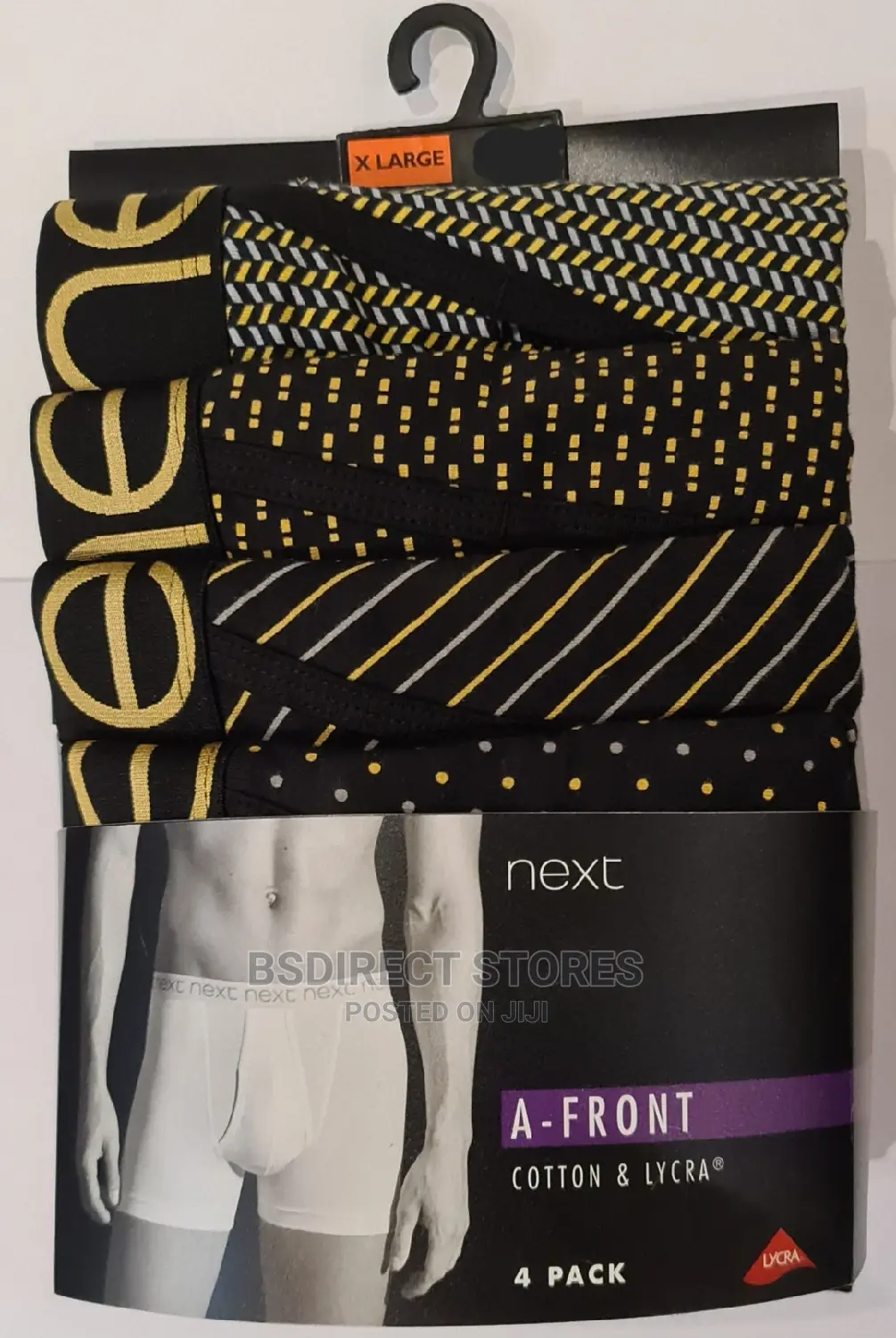 NEXT Black/Gold Pattern a-Front Luxury Men Boxers Pack of 4