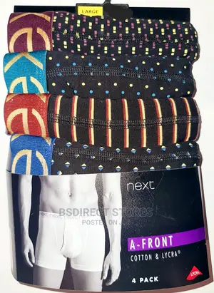NEXT a-Front Black Coloured Waistband Men Boxers Pack of 4