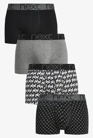 Photo - NEXT Hipsters Black Pattern Luxury Cotton Boxers Pack of 4