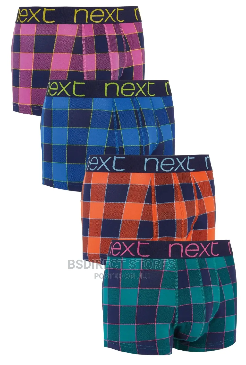 NEXT Hipsters Bright Check Luxury Cotton Boxers Pack of Four