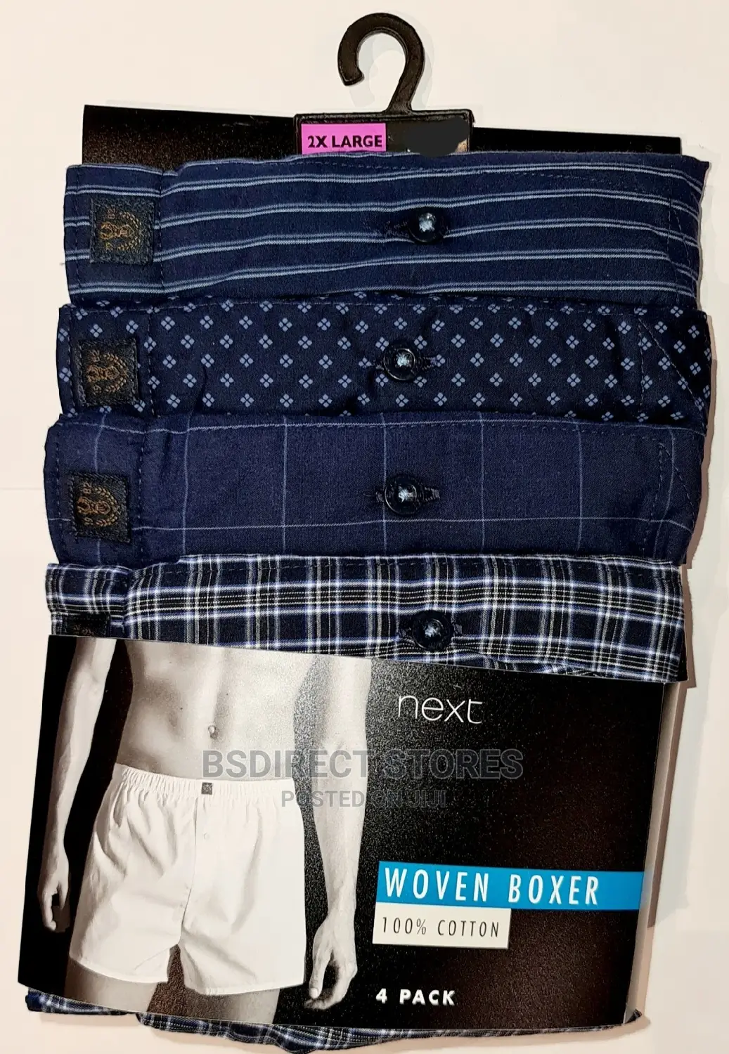 NEXT Navy Pattern Woven Luxury 100% Pure Cotton Men Boxers