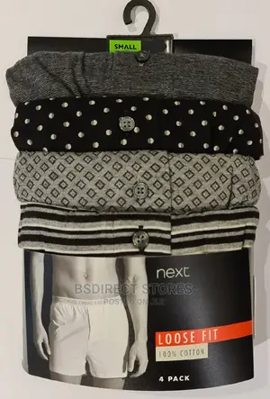 NEXT Black Pattern Loose Fit Luxury 100% Pure Cotton Boxers