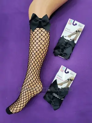 Girls Fish Net Socks With Bow