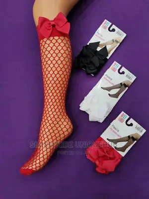 Girls Fish Net Socks With Bow