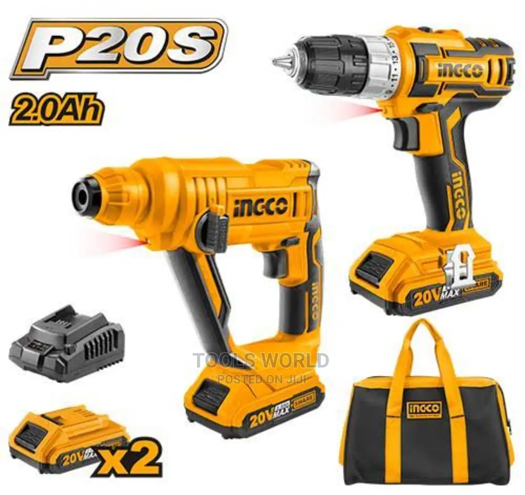 Lithium-Ion Cordless Drill and Rotary Hammer 2 PCS Combo Kit