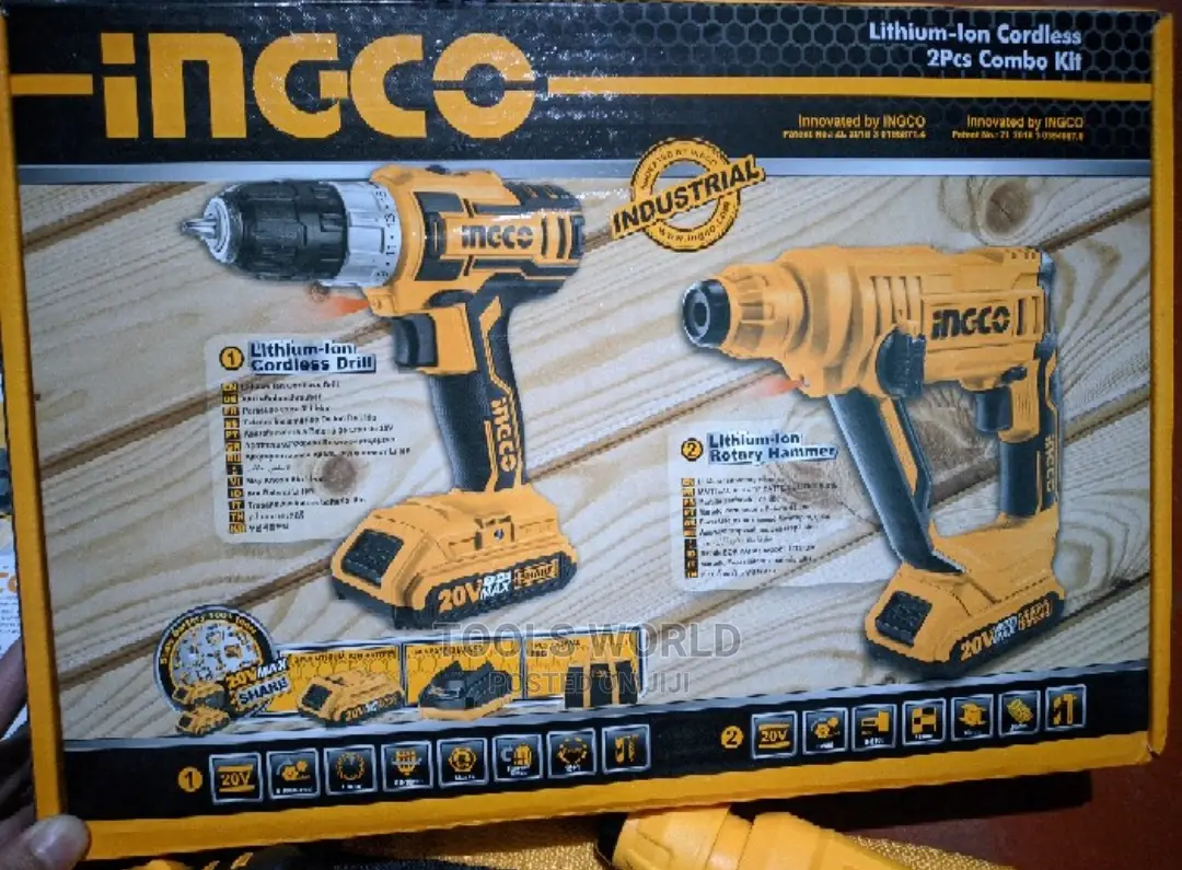 Lithium-Ion Cordless Drill and Rotary Hammer 2 PCS Combo Kit
