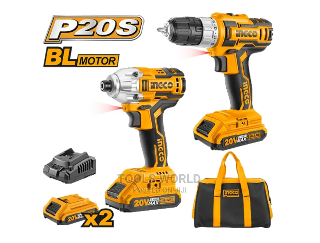 Lithium-Ion Cordless Drill and Impact Driver 2 PCS Combo Kit