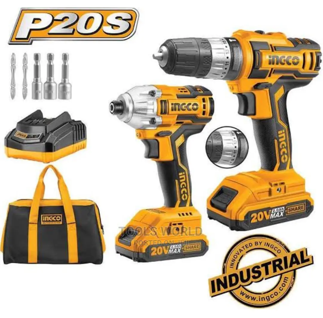 Lithium-Ion Cordless Drill and Impact Driver 2 PCS Combo Kit
