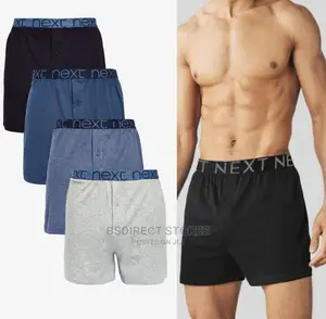 NEXT Blue Mix Loose Fit Luxury 100% Pure Cotton Boxers