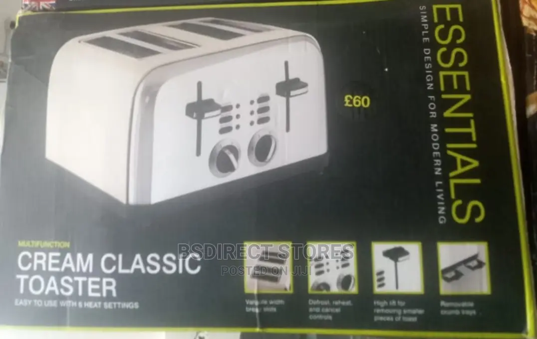 Essentials Wide Slot 4 Slice Toaster Adjustable Browning