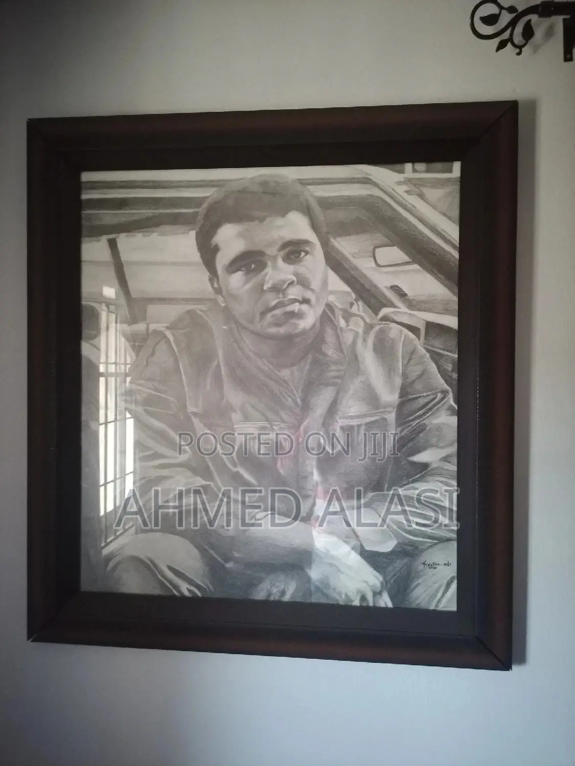36 by 36 Inches Muhammed Ali Pencil Drawing