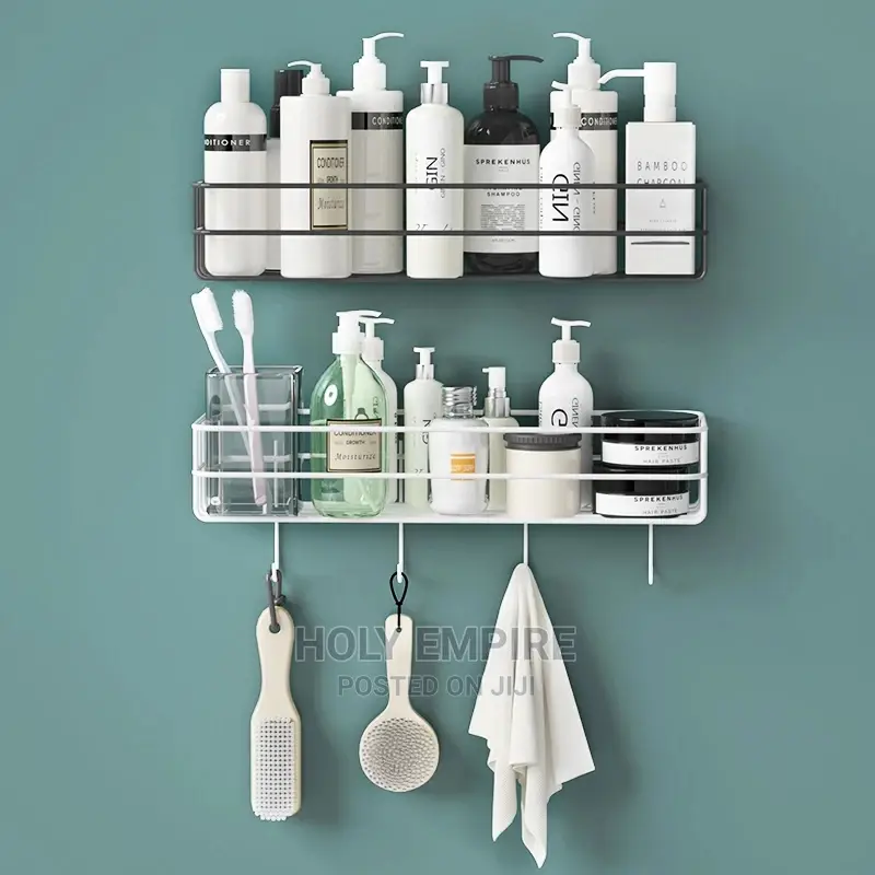 Punch-Free Corner Storage Rack Shower Basket Wall Mount