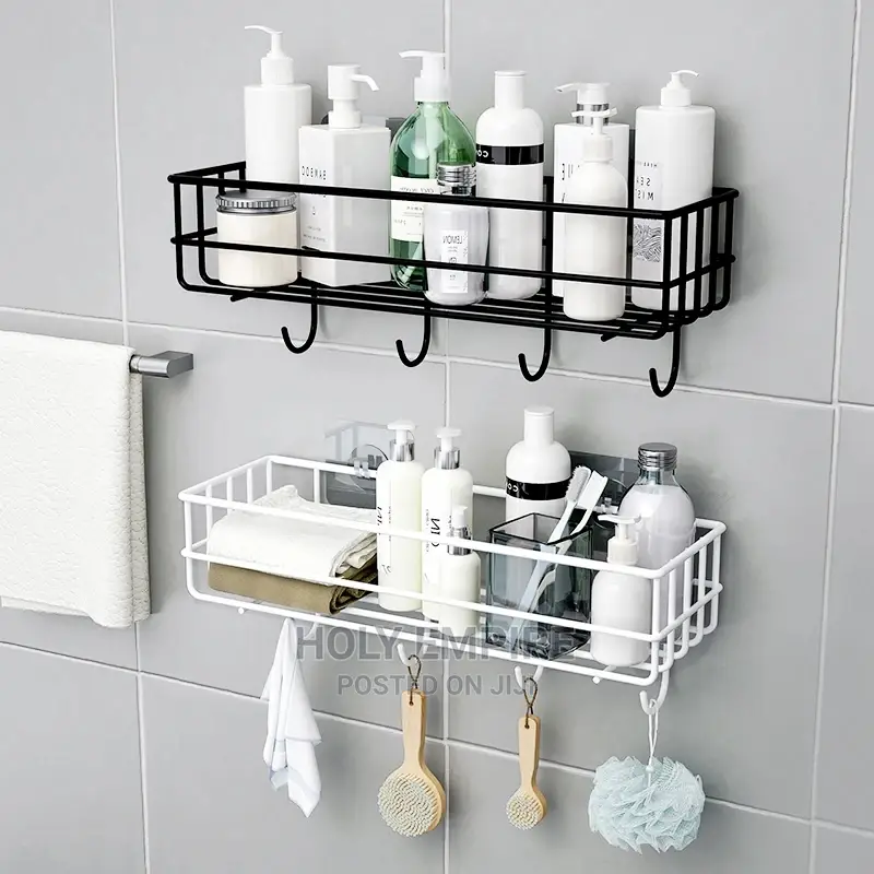 Punch-Free Corner Storage Rack Shower Basket Wall Mount