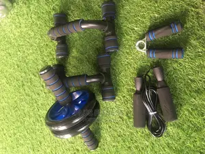 AB Wheel Roller Kit -Push-Up Bar,Jump Rope and Hand Grip