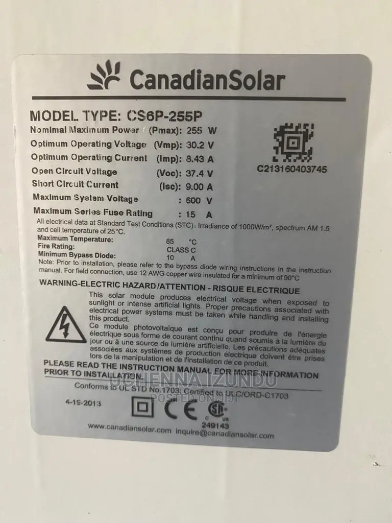 255W Canadian Panels