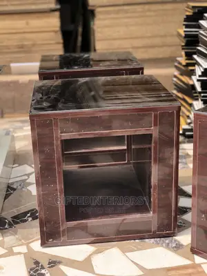 Box Side Stool With Glass Top