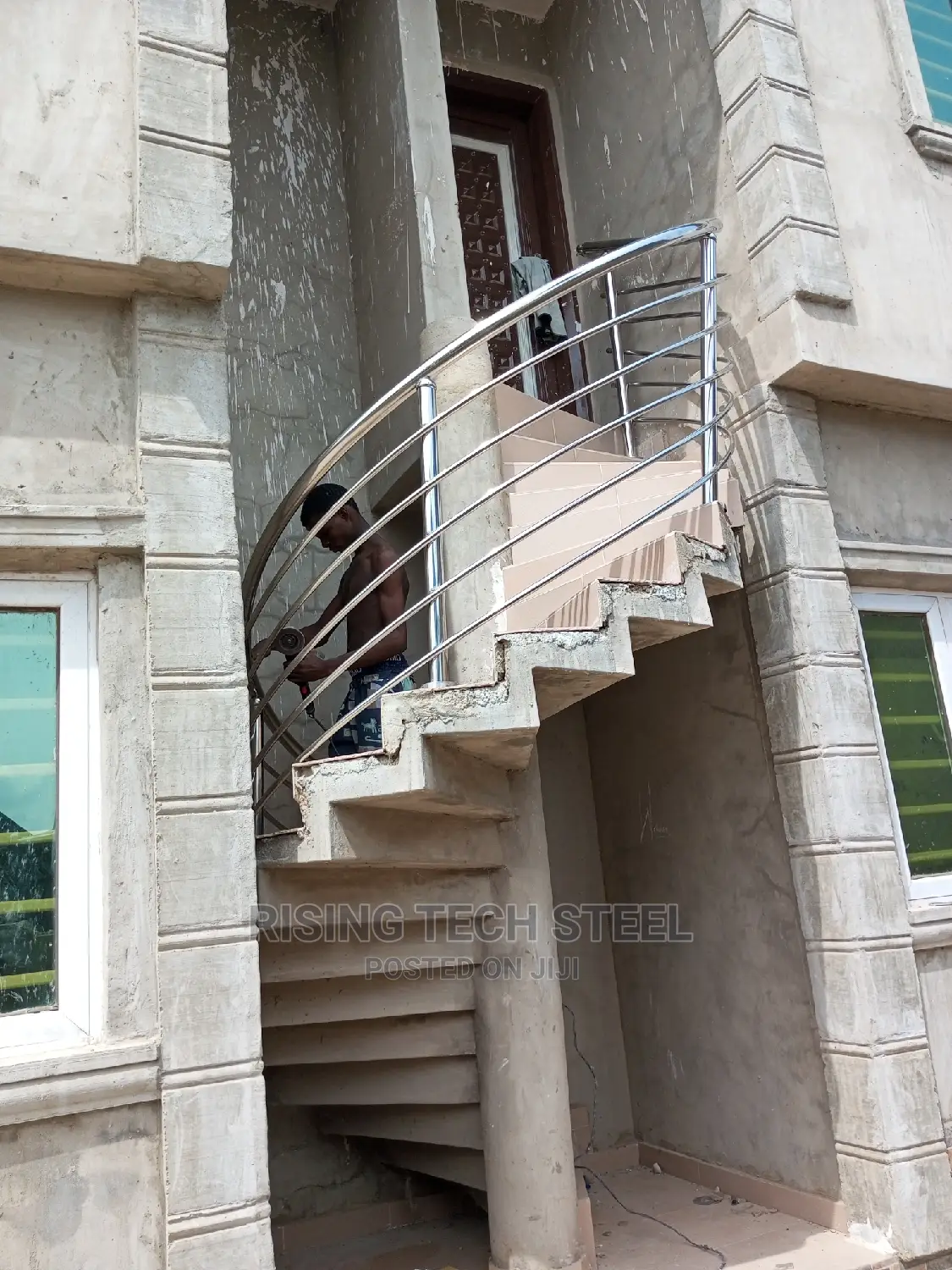 Stainless Handrail Spiral Staircase 304pipes