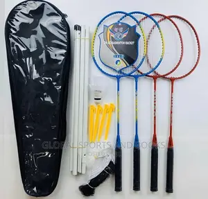 Badminton Set of 4 Racket, Bet,4stand and 2 Shuttlecock