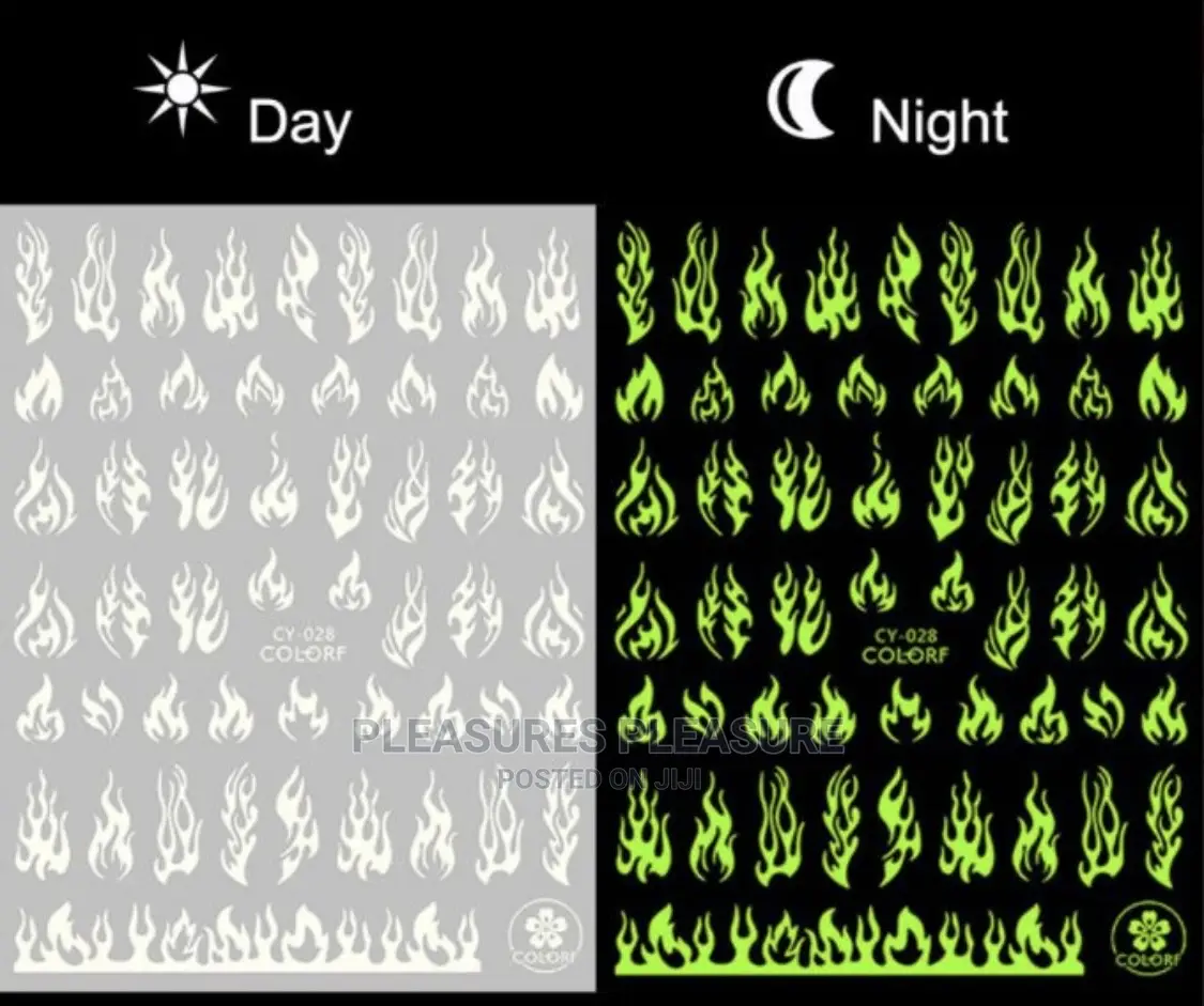 Glow in the Dark Luminous Butterfly Rose Nail Stickers