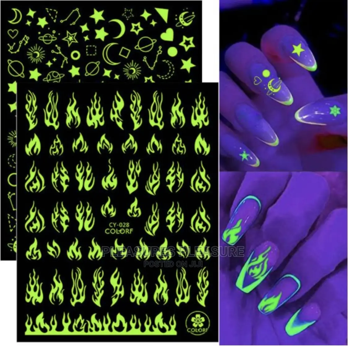 Glow in the Dark Luminous Butterfly Rose Nail Stickers