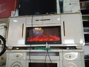 Modern TV Stand With Electric Fireplace Storage