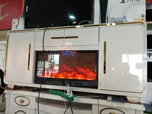 Classic Modern TV Stand With Electric Fireplace Storage