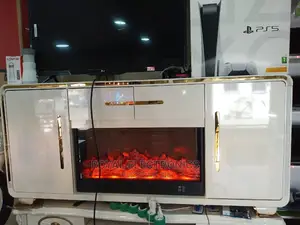 Authentic Modern TV Stand With Electric Fireplace Storage