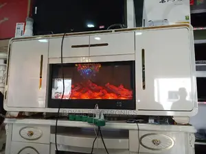 Authentic Modern TV Stand With Electric Fireplace Storage