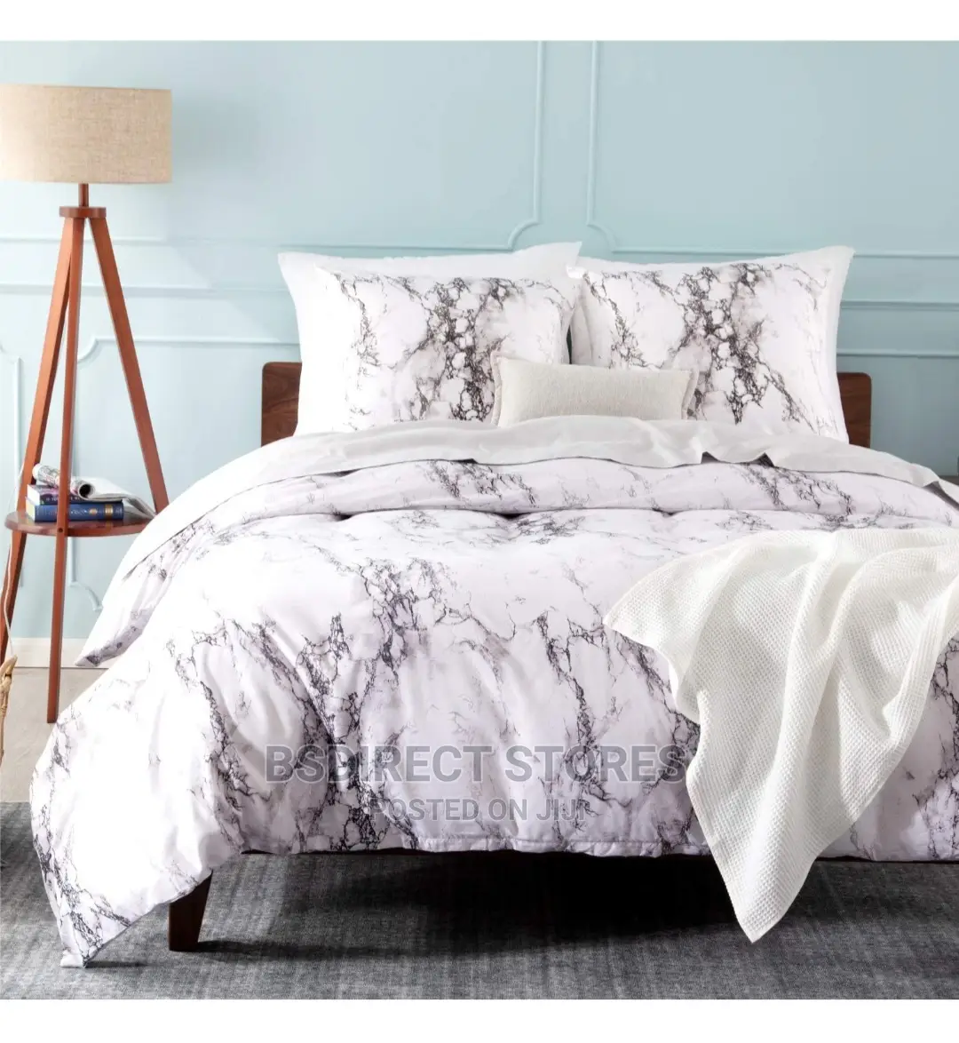 Bedsure Get Cozy Marble Pattern KING Duvet + 2 Pillowcases